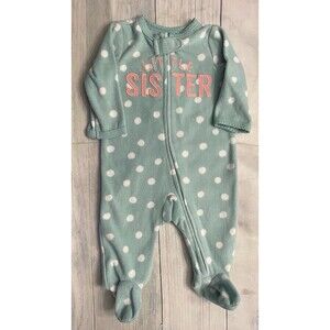 Carter’s Baby Girl “Little Sister” Fleece Footed Pajamas Sleeper, Size 3 months